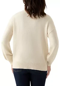Women's Long Sleeve Jewel Turtleneck Sweater