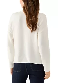 Women's Long Sleeve Jewel Buttoned Shoulder Sweater