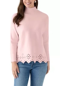 Women's Mock Neck Trim Detail Sweater