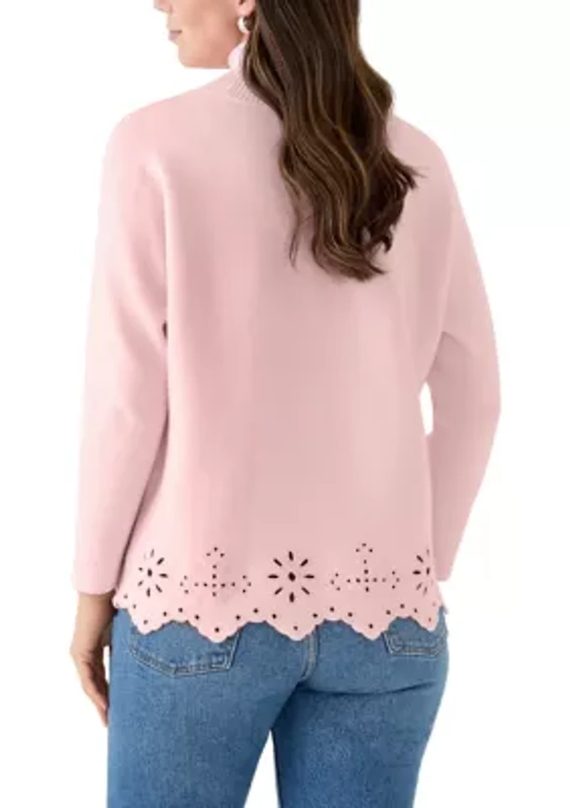 Women's Mock Neck Trim Detail Sweater