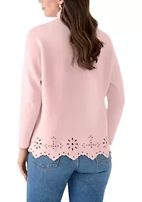 Women's Mock Neck Trim Detail Sweater