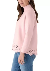 Women's Mock Neck Trim Detail Sweater