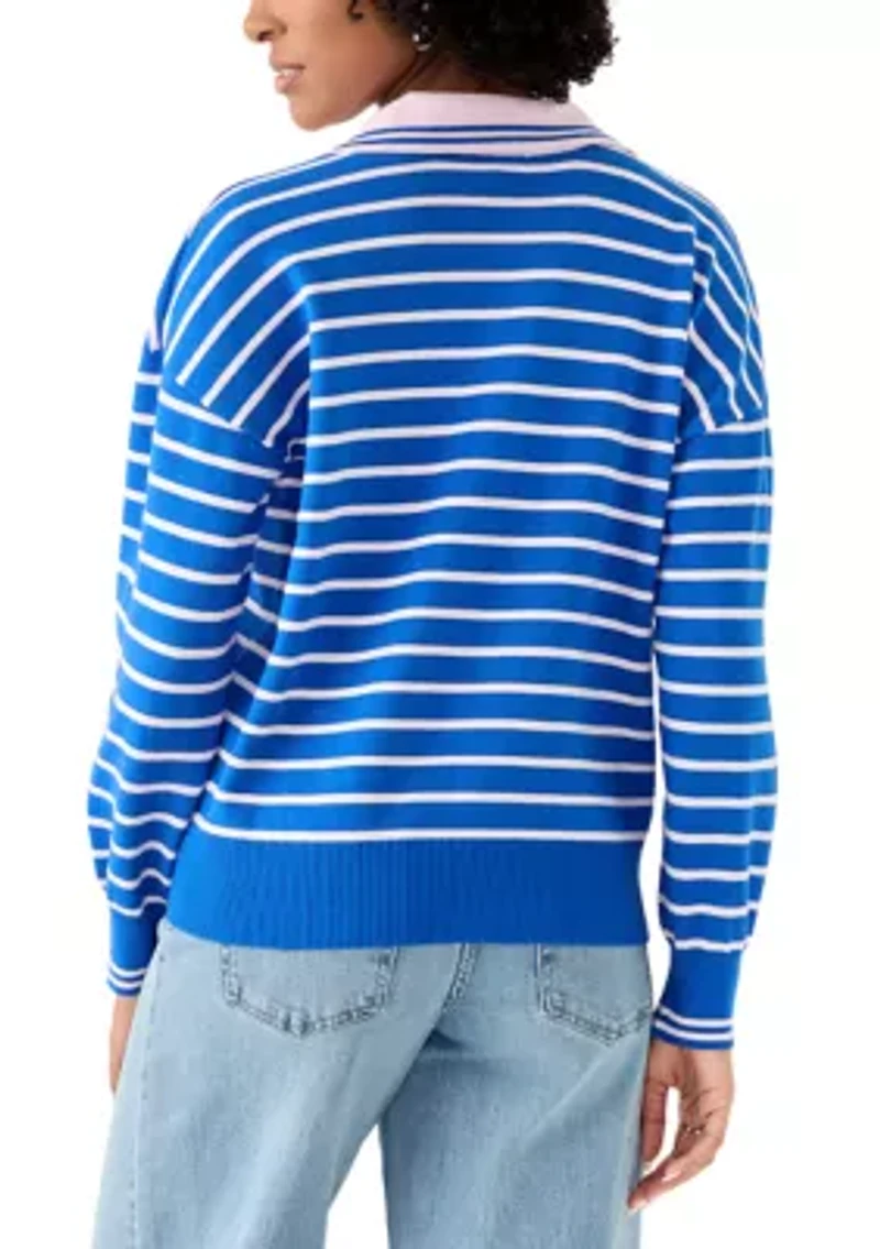 Women's Striped Polo Sweater