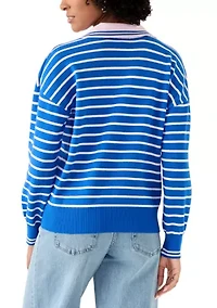 Women's Striped Polo Sweater