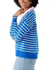 Women's Striped Polo Sweater