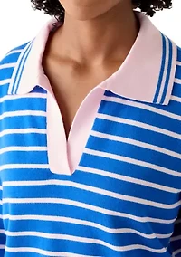 Women's Striped Polo Sweater