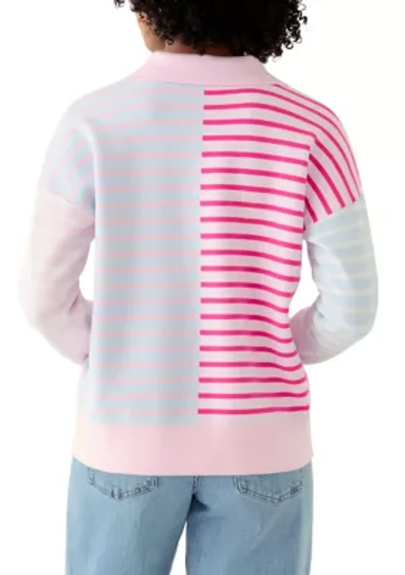 Women's Striped Polo Sweater