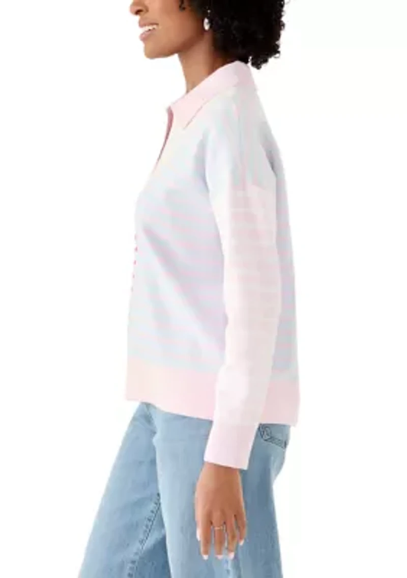 Women's Striped Polo Sweater