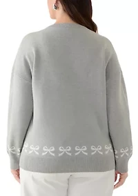 Women's Bow Trim Crew Neck Sweater