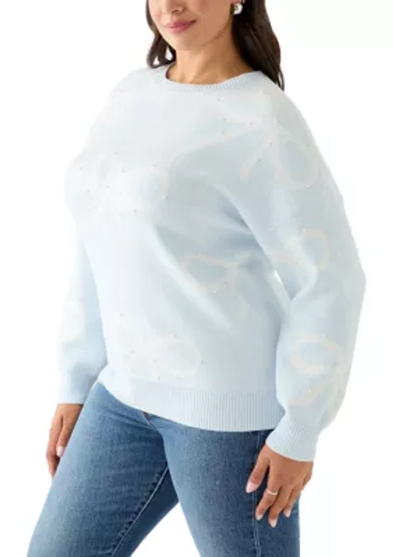 Plus Bow Crew Neck Sweater