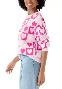 Women's Heart Block Crew Neck Sweater