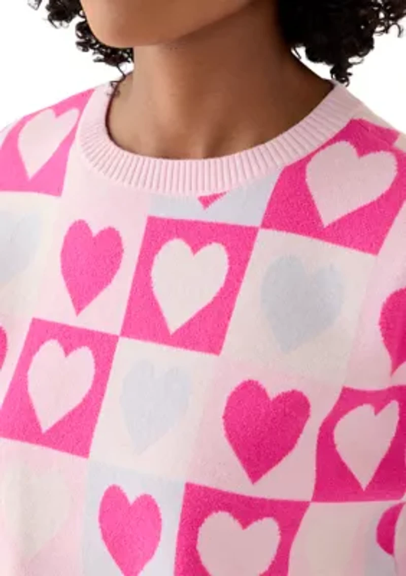 Women's Heart Block Crew Neck Sweater