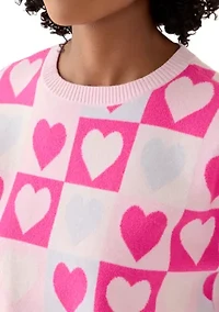 Women's Heart Block Crew Neck Sweater