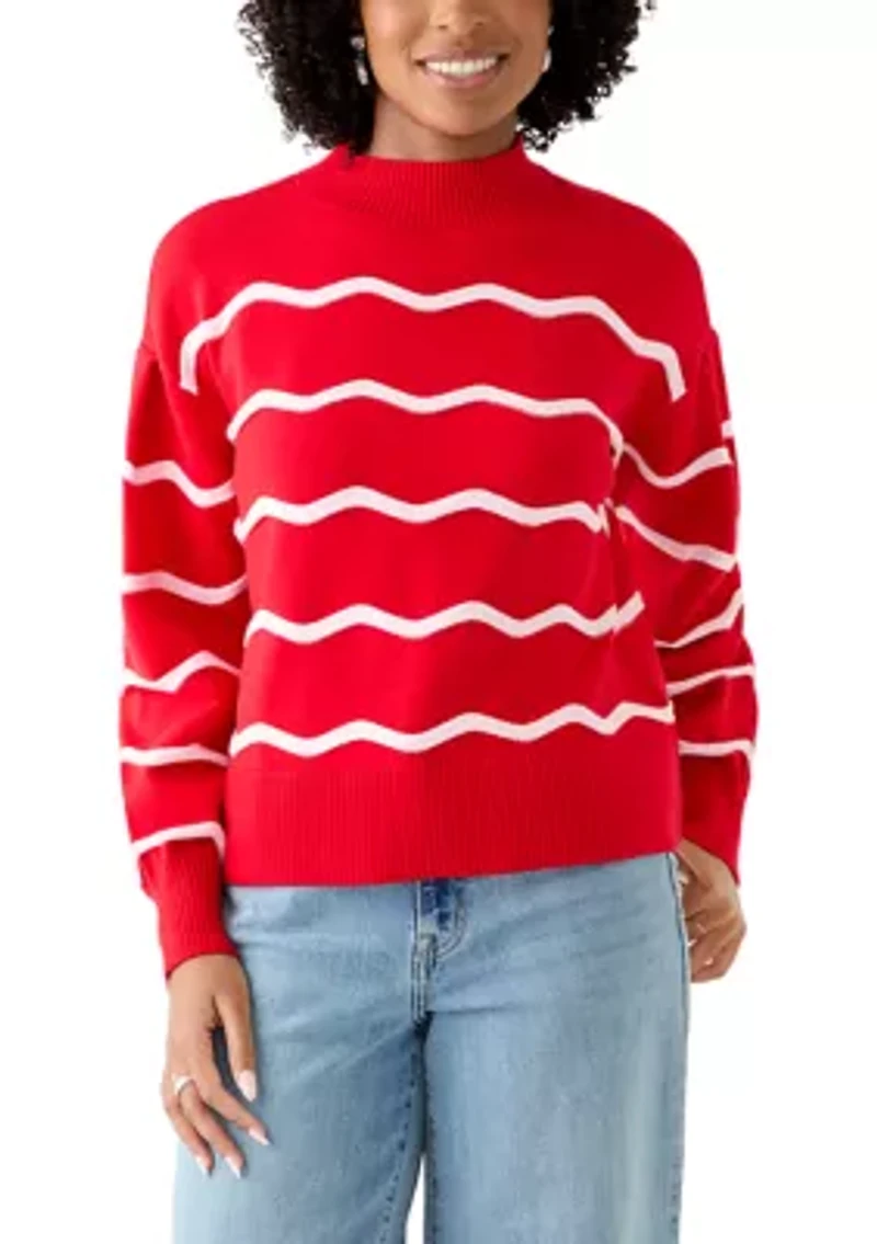 Women's Scallop Striped Sweater