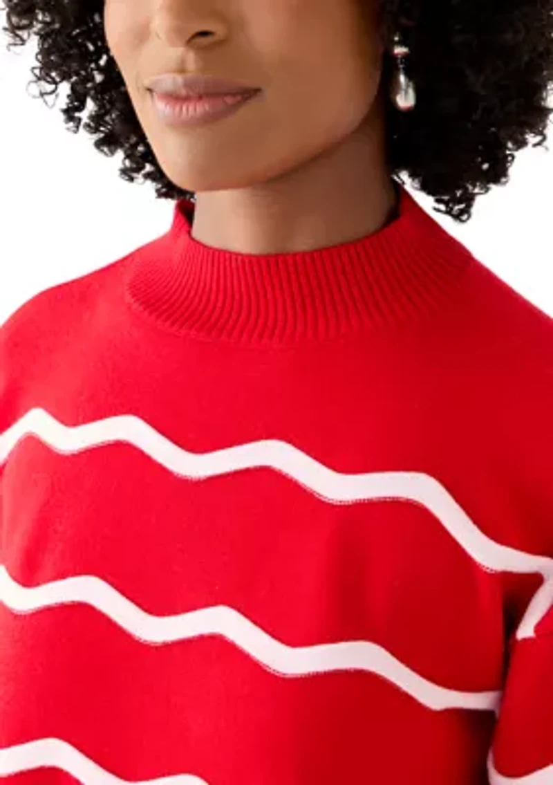 Women's Scallop Striped Sweater
