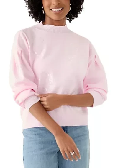 Women's Heart Scallop Trim Sweater