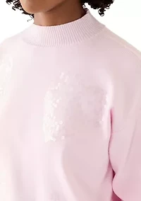 Women's Heart Scallop Trim Sweater