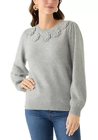 Women's Floral Appliqué Sweater