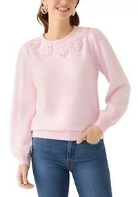 Women's Floral Appliqué Sweater