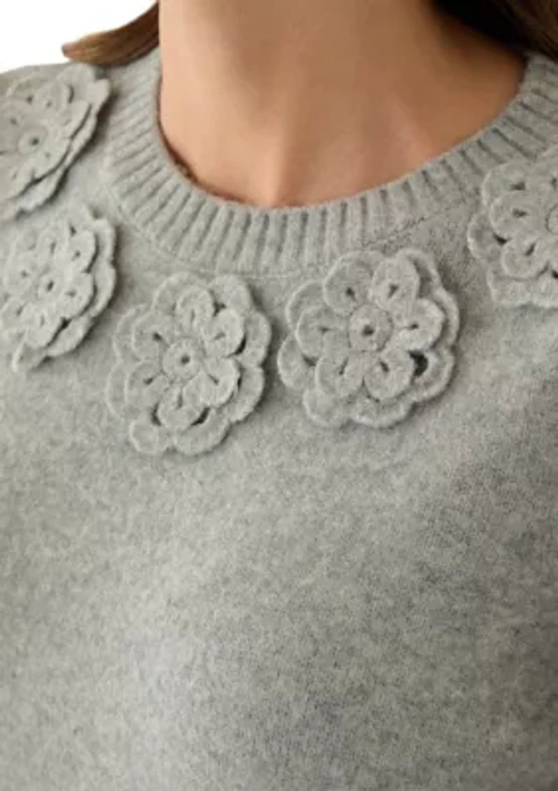 Women's Floral Appliqué Sweater