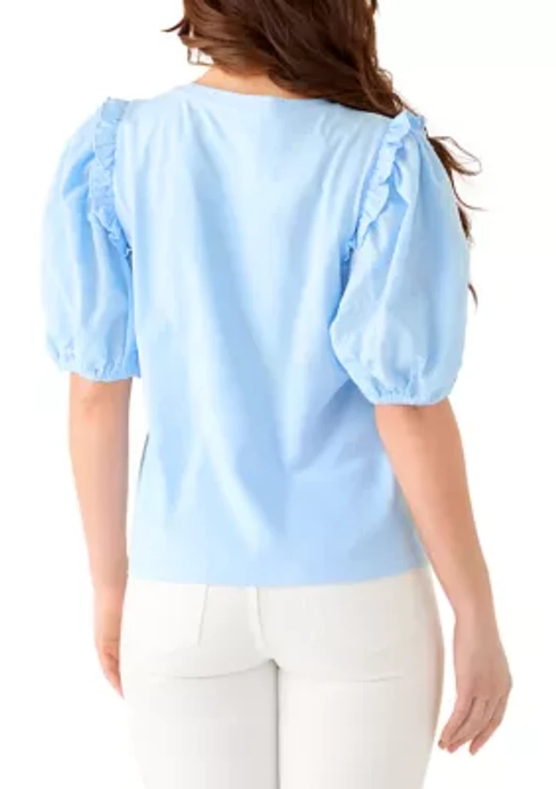 Petite Short Puff Sleeve Top