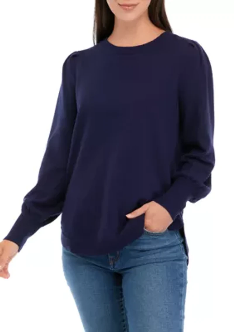 Women's Crew Neck Solid Tunic Sweater