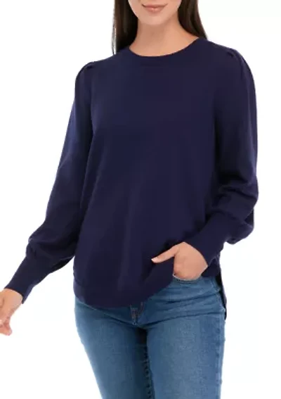 Women's Crew Neck Solid Tunic Sweater