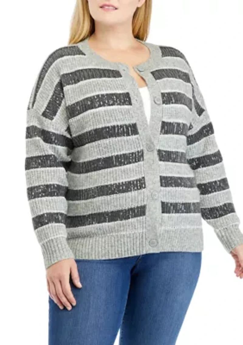 Plus Stripe Shine Cardigan
