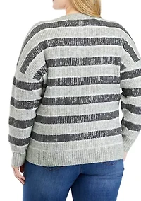 Plus Stripe Shine Cardigan