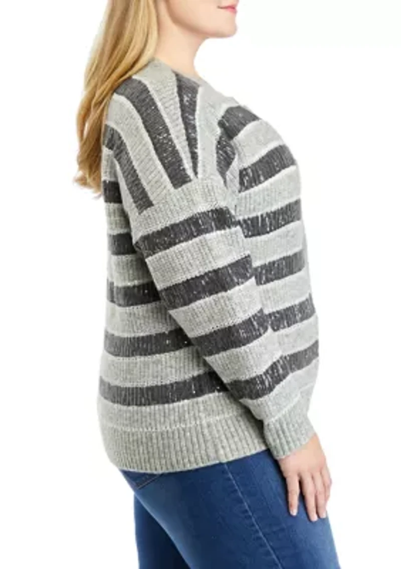 Plus Stripe Shine Cardigan