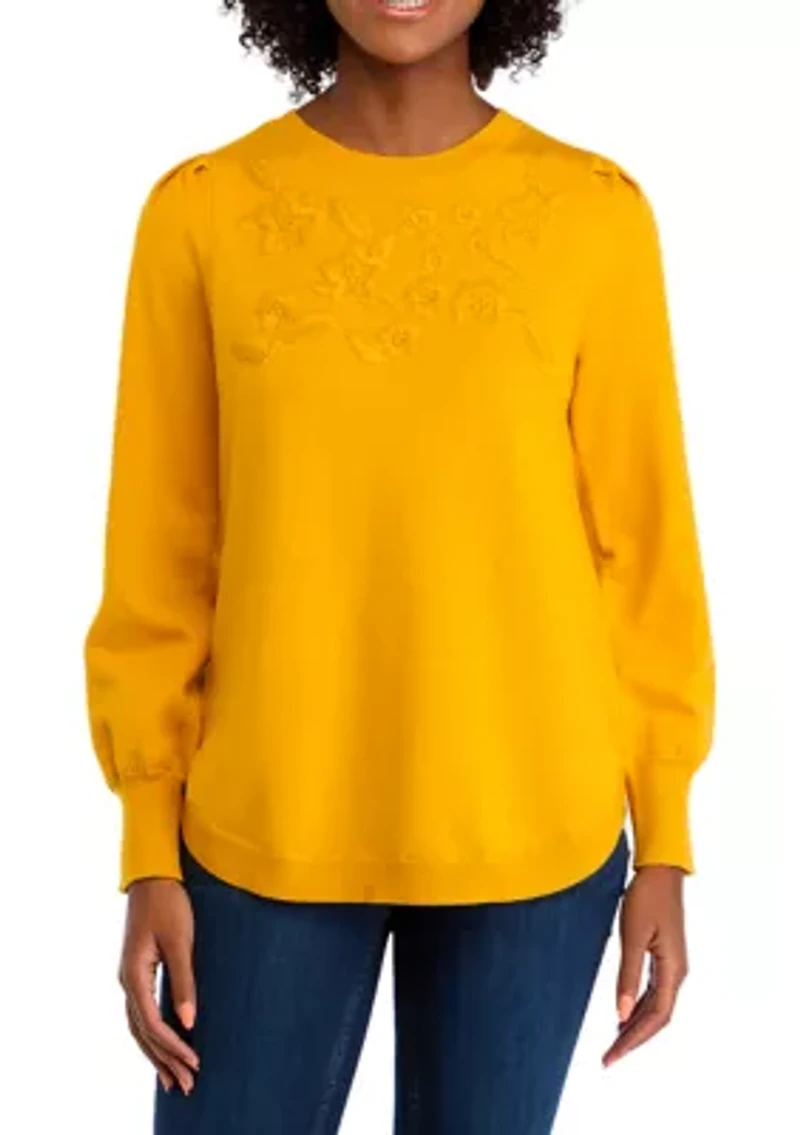 Women's Long Sleeve Round Hem Sweater