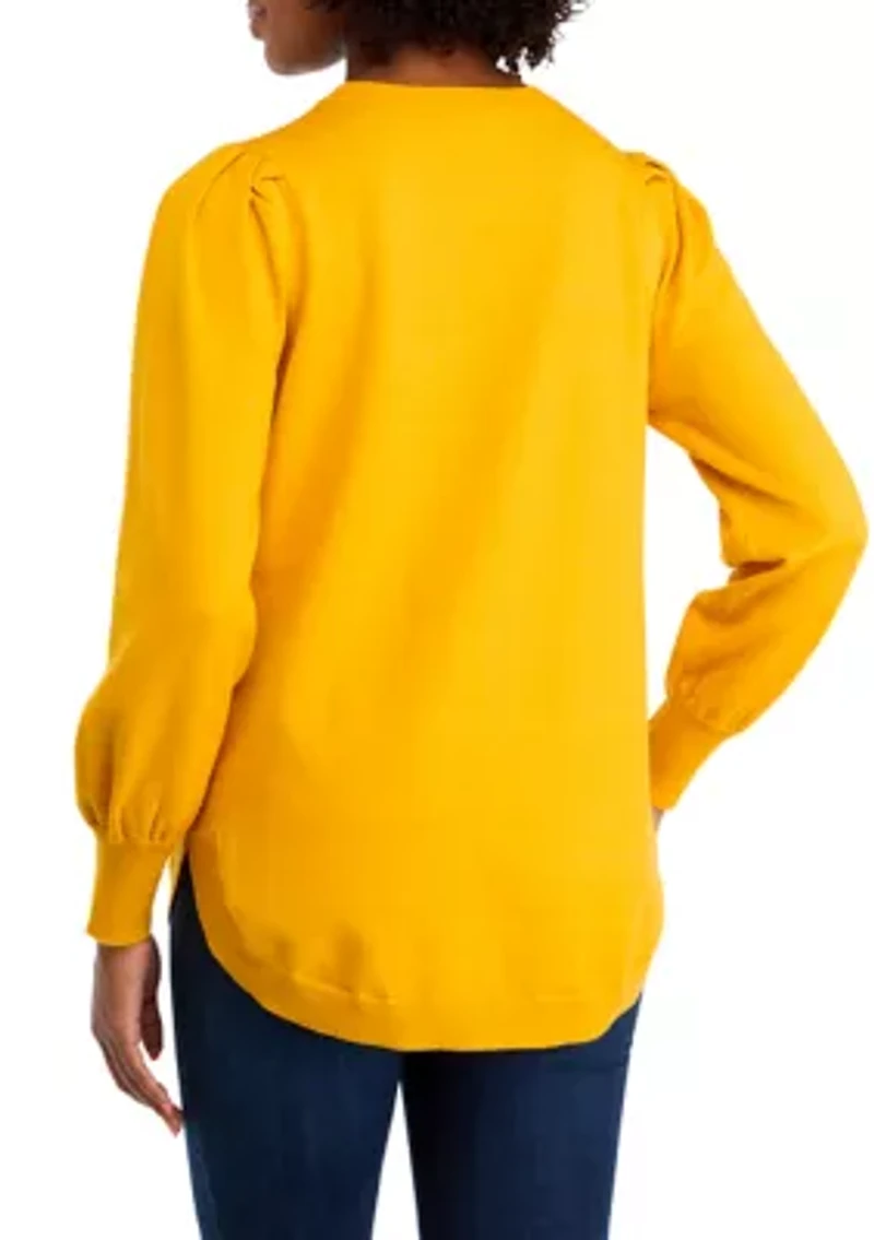 Women's Long Sleeve Round Hem Sweater