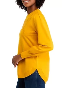 Women's Long Sleeve Round Hem Sweater