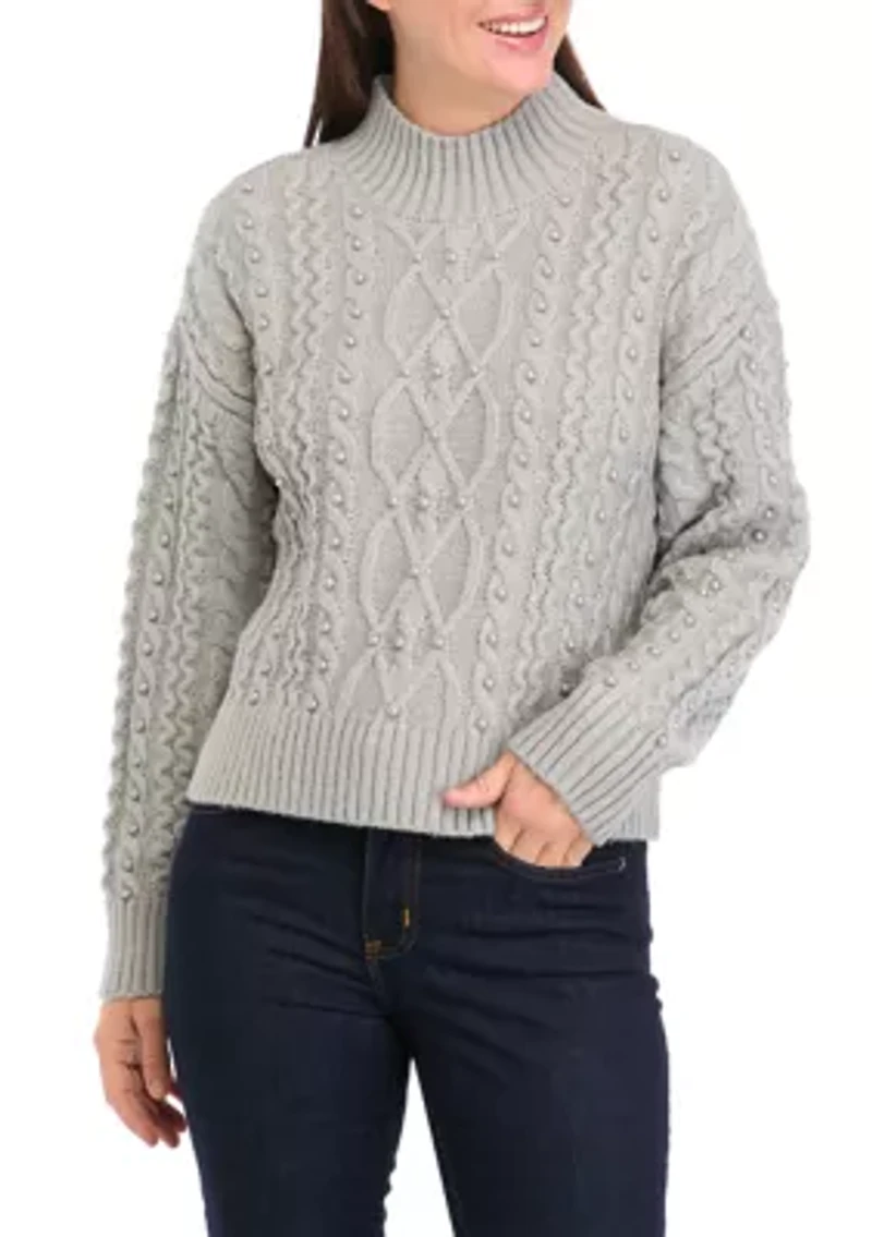 Petite Pearl Cable Knit Sweater