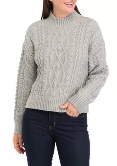 Petite Pearl Cable Knit Sweater