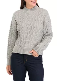 Petite Pearl Cable Knit Sweater
