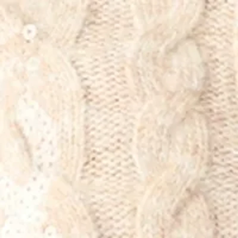 Petite Sequin Cable Knit Turtleneck Sweater