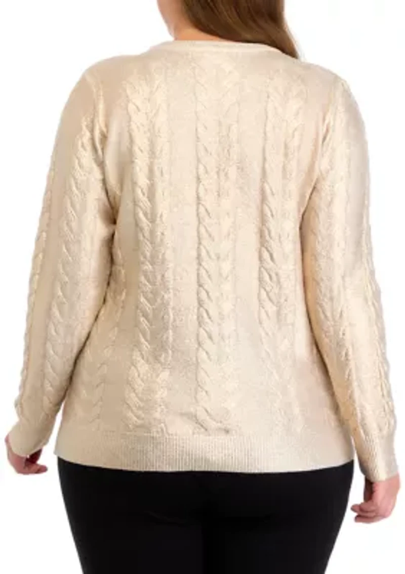 Plus Cable Metallic Sweater