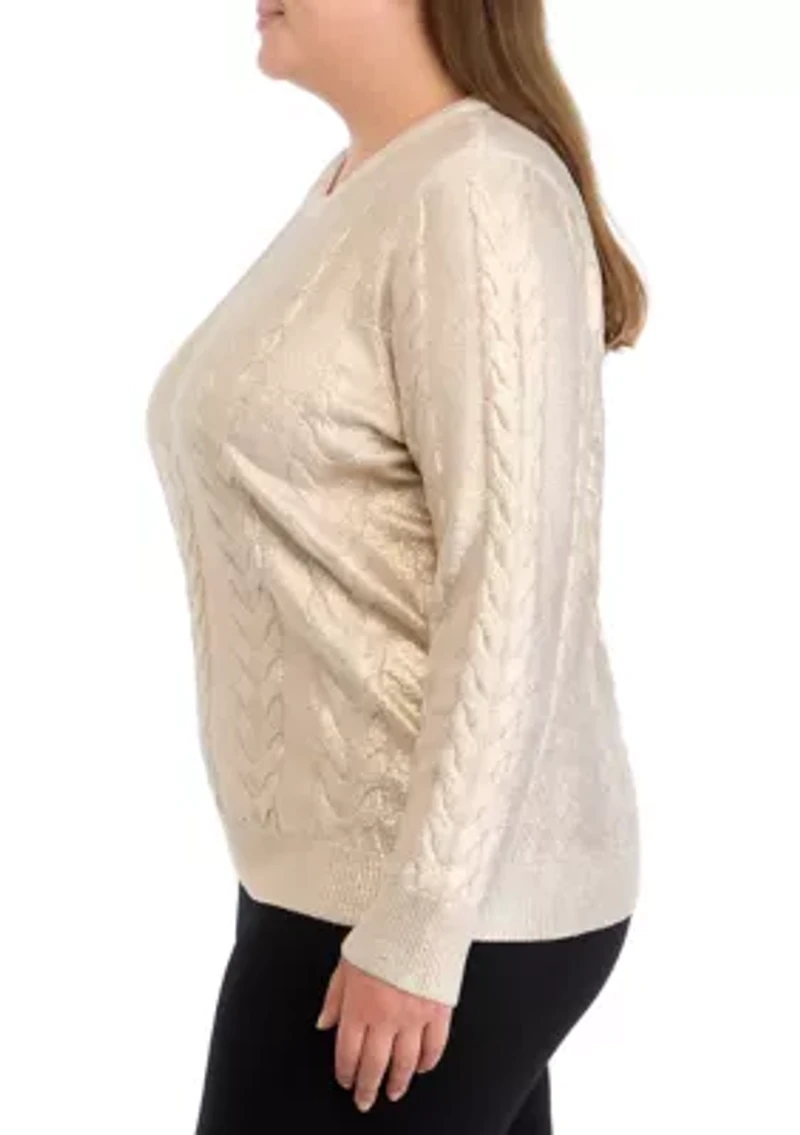 Plus Cable Metallic Sweater