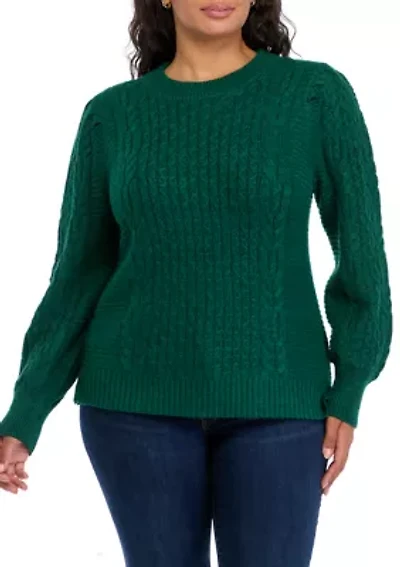 Plus Long Sleeve Cable Sweater