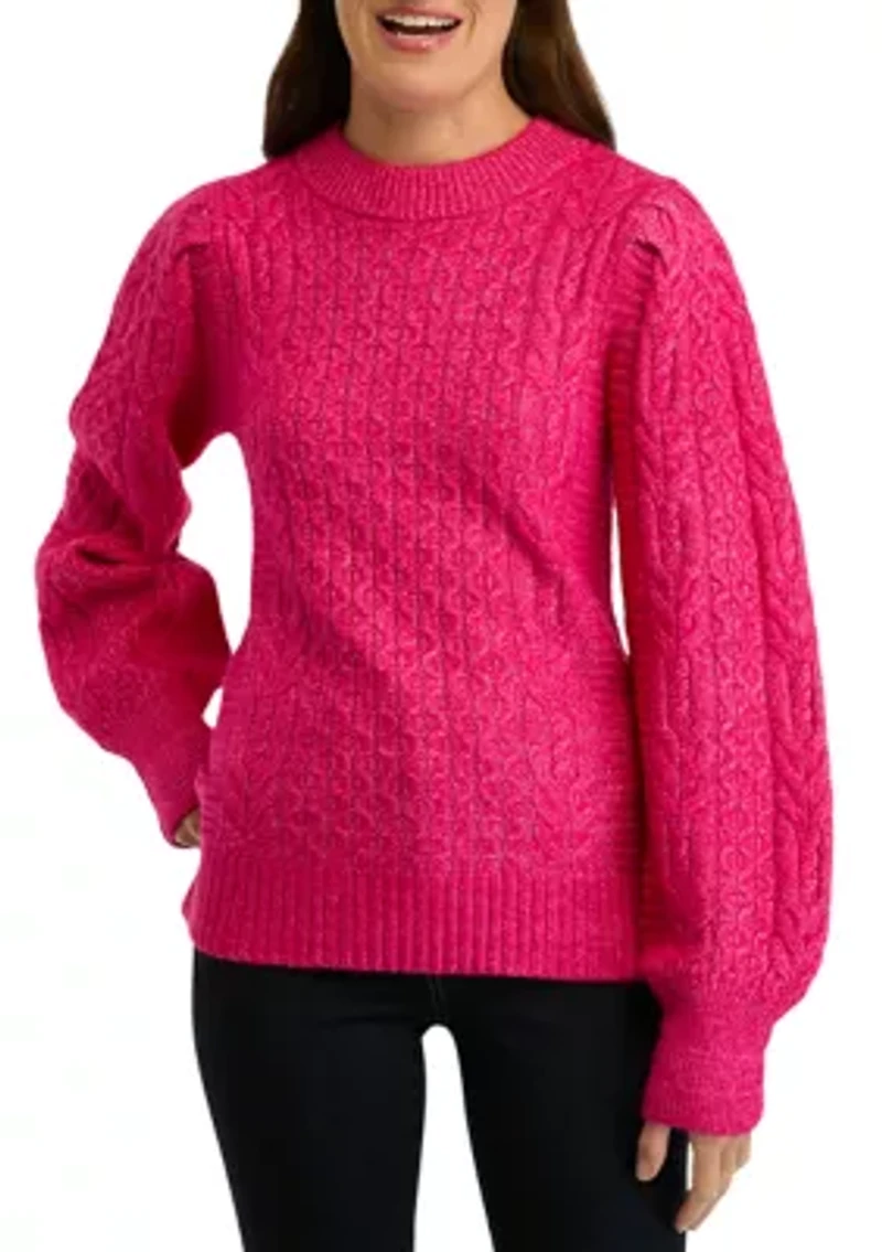 Women's Long Sleeve Cable Sweater