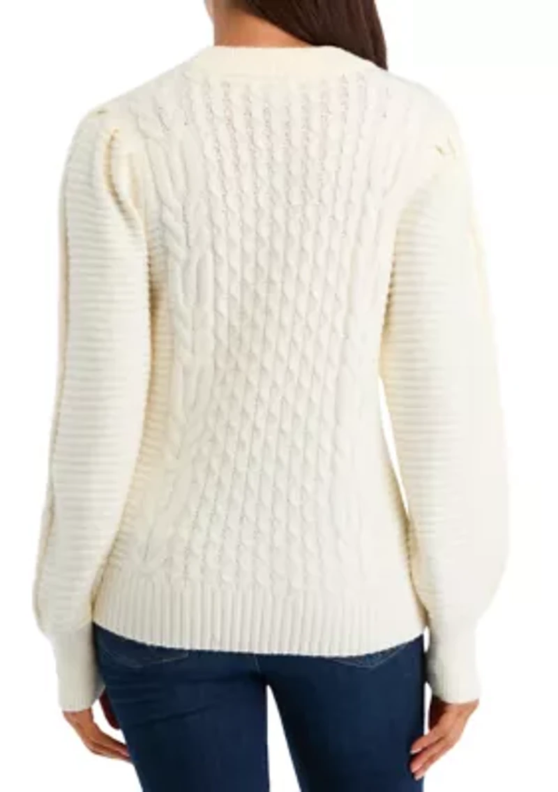 Women's Long Sleeve Cable Sweater