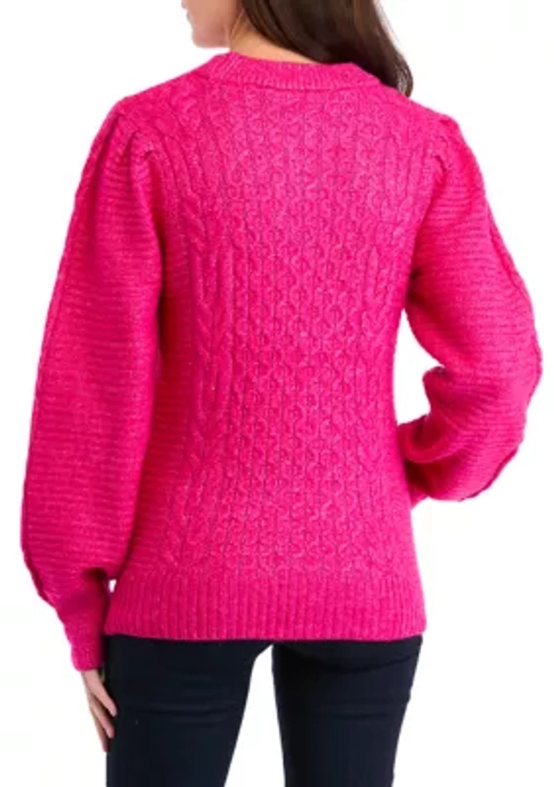 Women's Long Sleeve Cable Sweater