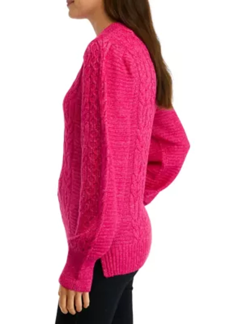 Women's Long Sleeve Cable Sweater