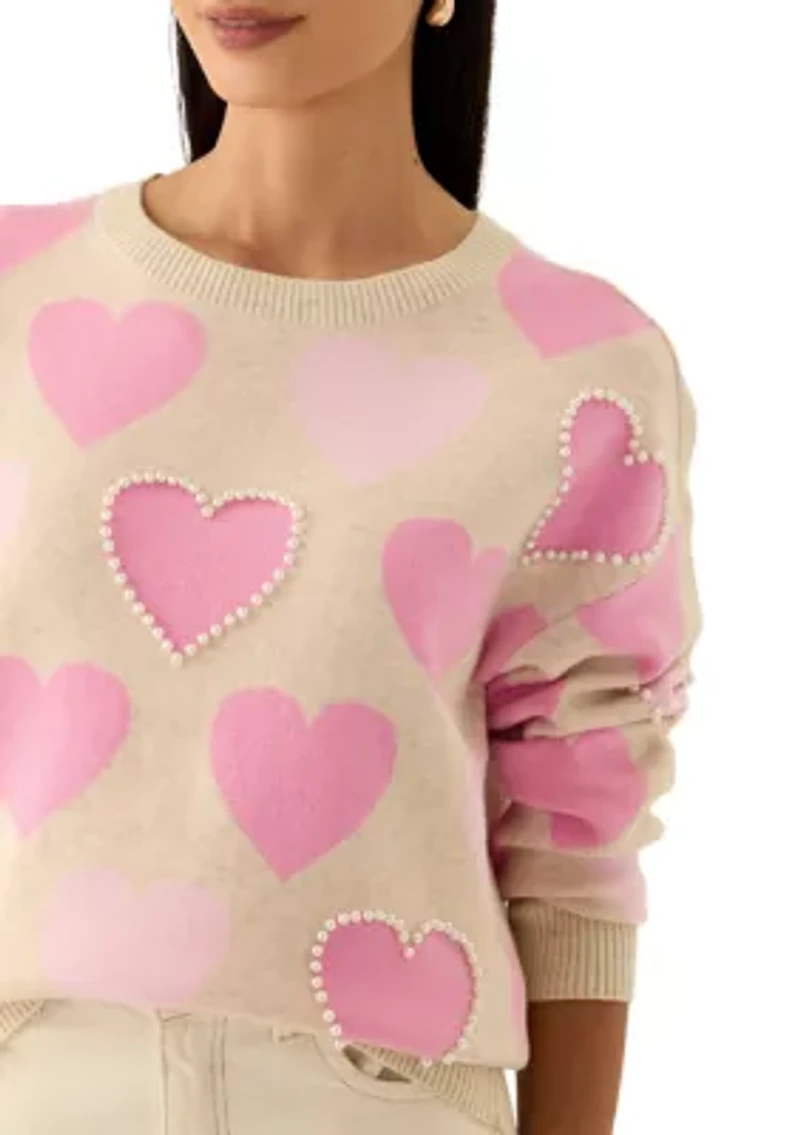Petite All Over Heart Sweater