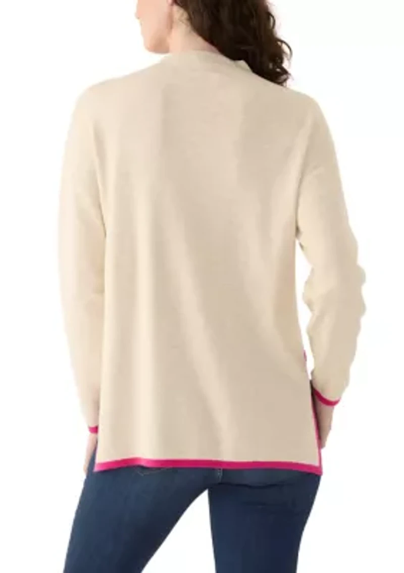 Women's Contrast Piping Tunic Sweater