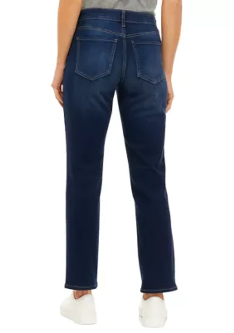 Petite Mid Rise Straight Jeans