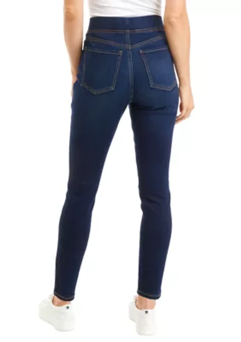 Petite High Rise Pull On Skinny Jeans