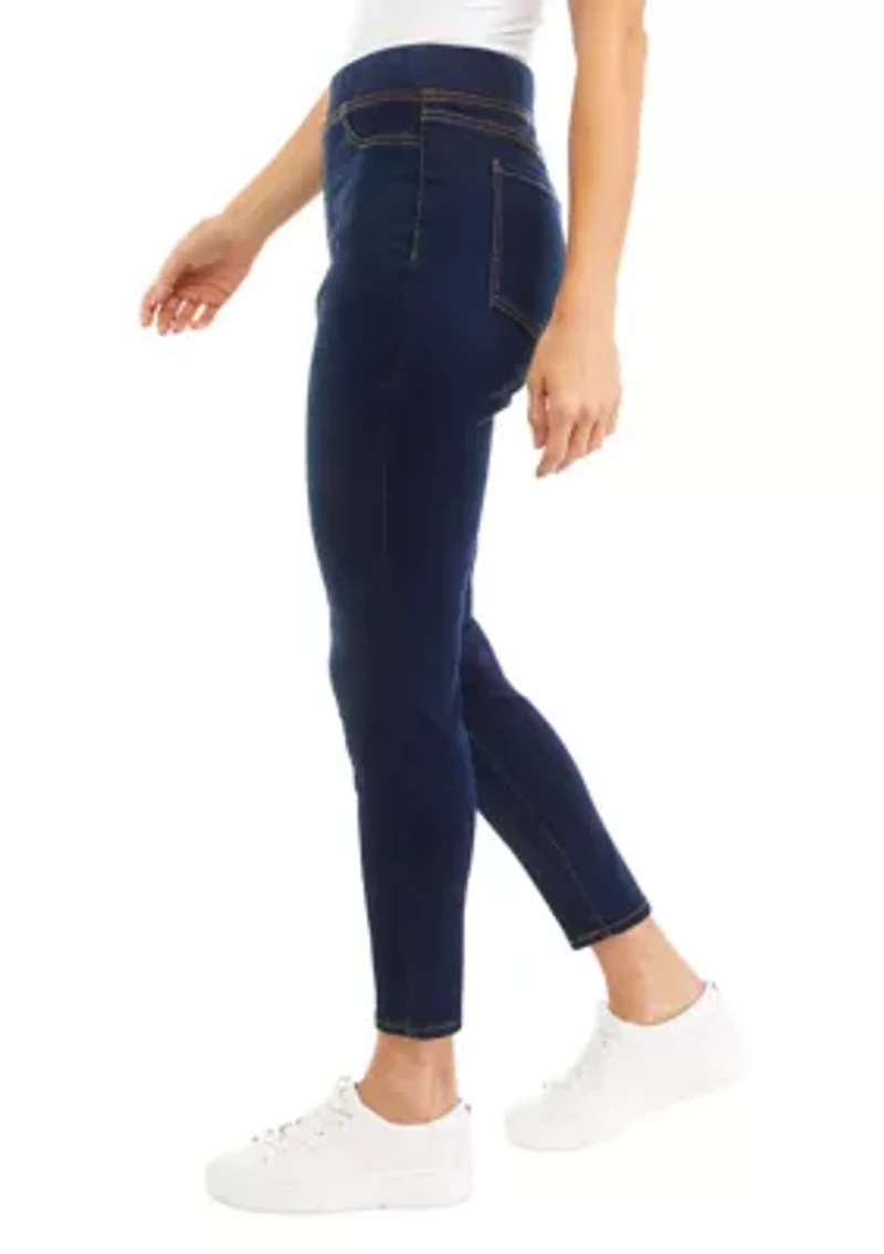 Petite High Rise Pull On Skinny Jeans