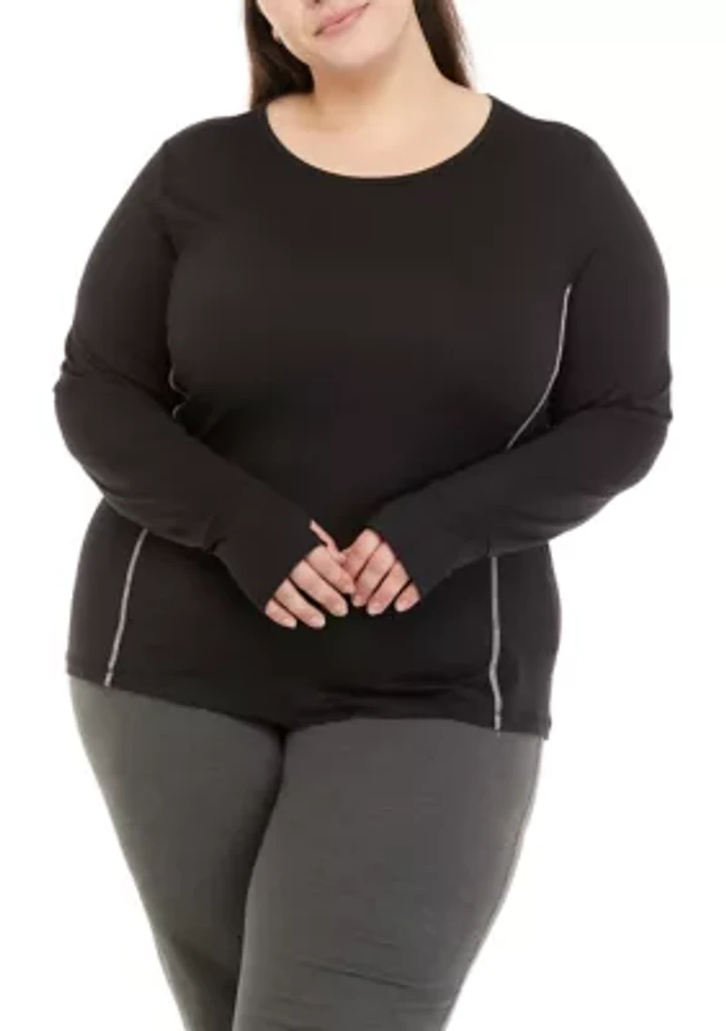 Plus Long Sleeve Fitted Workout T-Shirt